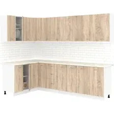 Готовая кухня Кортекс-мебель Корнелия Лира 1.5x2.7 (дуб сонома/королевский опал)