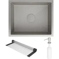 Мойка кухонная Roxen Uno 560210-54S под столешницу с ролл-матом и дозатором (сатин текстурный)