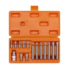 НАБОР БИТ ВСТАВОК TORX 3/8 30ММ И 75ММ С ДЕРЖАТЕЛЕМ БИТ 1/2 DR 15 ПРЕДМЕТОВ В КЕЙСЕ (AT-B-21) AIRLINE