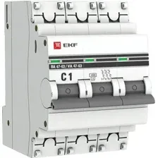 Выключатель автоматический EKF 3P 1А (C) 4.5kA ВА 47-63 mcb4763-3-01C-pro