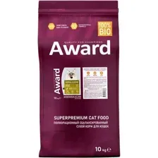 Сухой корм для кошек AWARD Hairball & Indoor индейка и утка с чечевицей 10 кг 