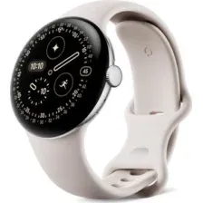 Умные часы Google Pixel Watch 4 41 мм (глянцевый серебристый/фарфор, спортивный силиконовый ремешок)