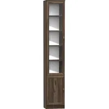 Шкаф-витрина Олмеко В-21 М со стеклом (дуб кальяри/белый/Masa Decor дуб катания/Masa Decor дуб катания)
