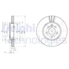 Тормозной диск DELPHI BG3503 вентилируемый , передняя ось