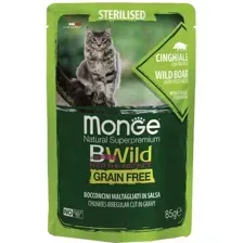 Влажный корм для кошек Monge BWild Grain Free из мяса дикого кабана с овощами (пауч, 85г)