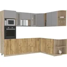 Готовая кухня Интерлиния Мила 1.88x2.6 правая без столешницы (серебристый/дуб золотой)