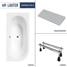 Ванна Lauter Bliss 170х75 P 21201072P (с ножками и серым подголовником)