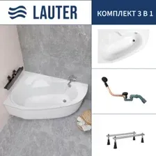 Ванна Lauter Valencia 150x100 2102150L (с ножками и сифоном 21Y11021 матовый черный)