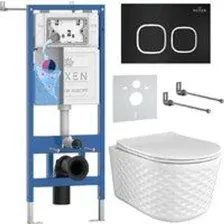 Унитаз подвесной Roxen Vine Tornado в комплекте с инсталляцией StounFix Dual Fresh 6 в 1 979015 (кно