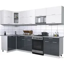 Готовая кухня Интерлиния Мила Gloss 60-12x29 (белый/асфальт глянец)