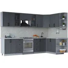 Готовая кухня Интерлиния Тренд 1.7x3.0 правая (пепел/пепел/опал светлый)