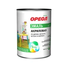 Эмаль акриловая "ОРЕОЛ" матовая белая (пластик) 0.9 кг.