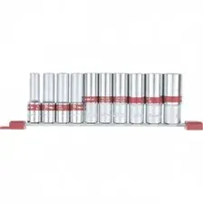 Набор удлиненных торцевых головок 1/2", шестигранные, CrV, 10 шт., 10-22 мм Matrix