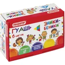 Гуашь 6 цв. ПИФАГОР 191329