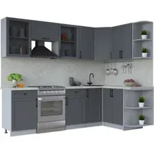 Готовая кухня Интерлиния Тренд 1.5x2.6 правая (пепел/пепел/опал светлый)