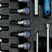 Набор торцевых головок 1/4' с принадлежностями, торцевые насадки HEX и TORX, ложемент, 37 предметов 97537MR KING TONY