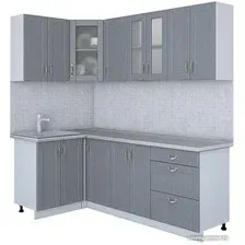 Готовая кухня Интерлиния Мила Крафт 1.2x2.2 (дуб серый/дуб серый/травертин серый)