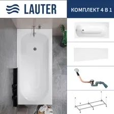 Ванна Lauter Haven 150 /21202005 (с каркасом, лицевым экраном белого цвета и сифоном 21Y11020 хром)
