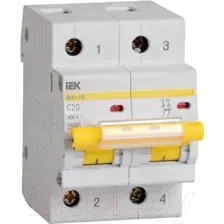 Выключатель автоматический IEK ВА 47-100 20А 2P 10кА С / MVA40-2-020-C