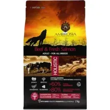 Корм AMBROSIA GRAIN FREE для собак всех пород, говядина, лосось, 2кг