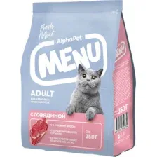 Корм "AlphaPet Menu" для кошек, говядина, 1,5 кг