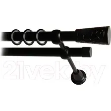 Карниз для штор Lm Decor Византия 066 2р гладкий 25/19мм (черный мат, 2.4м)