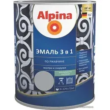 Эмаль Alpina По ржавчине 3 в 1 RAL7040 0.75 л (шелковисто-матовый серый)