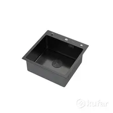 Кухонная мойка ARFEKA Eco AR 500*500 POP-UP BLACK PVD NANO DECOR VOLCANIC ROCK