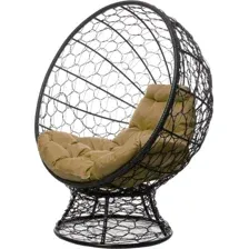 Кресло M-Group Кокос на подставке 11590401 (черный ротанг/бежевая подушка)