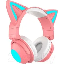 Беспроводные наушники Qumo Party Cat Min BT 0051 (розовый/голубой)