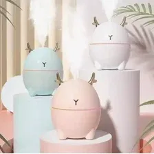 Увлажнитель воздуха 2в1 аромадиффузор RGB "Олень" Humidifier USB, 200 мл, Розовый