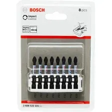Бита для шуруповерта ударная PZ2 50 мм BOSCH Impact Control 8 штук