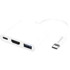 Адаптер Borofone DH4 USB Type-C - USB Type-A 3.0+HDMI+USB Type-C (белый)