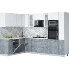 Готовая кухня Интерлиния Мила Gloss 1.896х2.88 (керамика/белый/белый гранит)