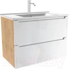 ЗОВ Тумба с умывальником Дион 70 D70LHO0M9003GKV5-OL70 (белый глянец/дуб)
