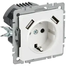 Розетка IEK Brite BR-R14-16-U21-D21-K91 (арктический белый)