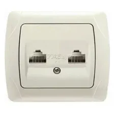 Розетка компьютерная RJ-45 двойная VIKO Carmen кремовая  (90562334-BY)