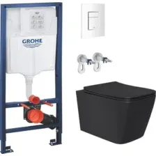Унитаз подвесной с инсталляцией Lauter Magdeburg 21103EC + GROHE Rapid Sl 38772SH0 (черный матовый)