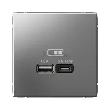 Розетка USB двойная скрытая SYSTEME ELECTRIC ArtGallery сталь (GAL000929)