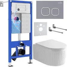 Унитаз подвесной Roxen Royal Matt в комплекте с инсталляцией StounFix Dual Fresh 6 в 1 968280 (кнопка: серый бетон)
