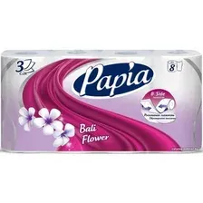 Туалетная бумага Papia Балийский цветок (3 слоя, 8 рулонов)
