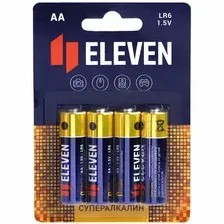 Батарейка Eleven AA LR6 алкалиновые ВС4 4 шт