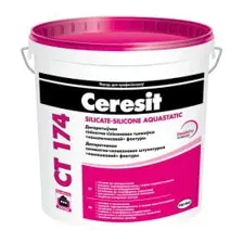 Штукатурка (камешковая) "CERESIT CT-174". 25кг., зерно 1,5мм. Белая. Силикатно-силиконовая.