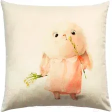 Подушка декоративная MATEX Fluffy. Зайка с цветком / 62-394 (молочный/розовый/серый)