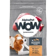 Корм для собак AlphaPet Wow, 121331, для взрослых собак мелких пород, индейка и рис, 7 кг