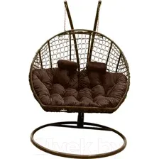Кресло подвесное Craftmebelby Кокон Двойной Премиум Кольца (коричневый/коричневый)
