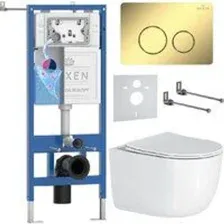Унитаз подвесной Roxen Vortex Tornado в комплекте с инсталляцией StounFix Dual Fresh 6 в 1 868476 (к