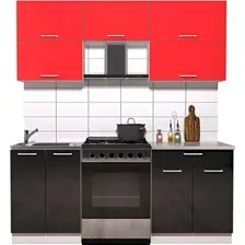 Готовая кухня Интерлиния Мила Gloss 60-19 (красный/черный глянец)