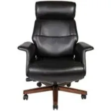 Кресло офисное Norden Вагнер / A2067 black leather (черный/натуральное дерево)