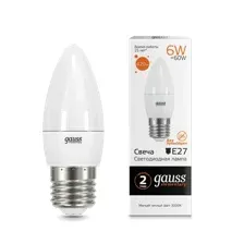 Лампа Gauss Elementary Candle E27 6W 2700K/3000K / 33216